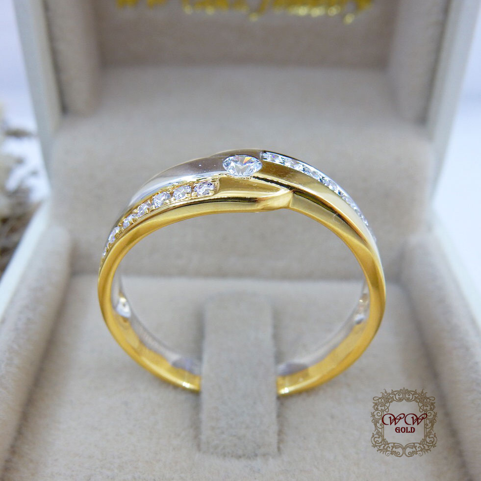 แหวนผู้ชายทูโทน (เพชรสวิส cz)