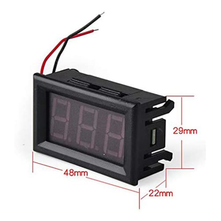 หน้าจอวัดโวลต์ DC4.5V-30.0V ใช้สายไฟ 2 เส้นสีฟ้า Two-wire DC voltage meter head 0.56 inch LED digital voltmeter DC4.5V-30.0V reverse connection protection