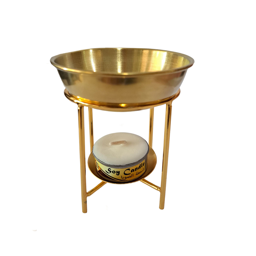 เตาเผาน้ำมันหอมระเหยแท้ เตาน้ำมันอโรม่า ทองเหลืองทั้งชิ้น Brass Stand สินค้าแฮนด์เมด หรู ทันสมัย สวยงาม ทนทาน (ฟรี เทียนไขถั่วเหลืองธรรมชาติ 15gx1 ชิ้น)