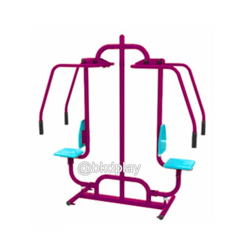 เครื่องเล่นสนามกลางแจ้งผู้ใหญ่,บริหารกล้ามเนื้อแขน-หัวไหล่ (แบบดันยกตัวคู่) , ลานกีฬาอเนกประสงค์, เทศบาล,หมู่บ้าน,สวนสาธารณะ, ผลิตในไทย, สั่งทำตามสีที่ต้องการได้ ขนาด 60x170x180 ซม.