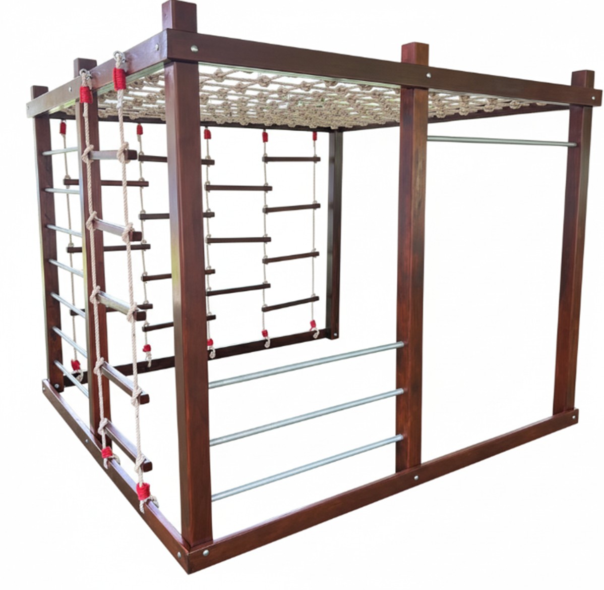 ปีนป่ายไม้ ปีนป่ายเชือก,ของเล่นสนาม,เครื่องเล่นสนามไม้ ไม้เนื้อแข็งอย่างดีผลิตในไทย งานกลางแจ้ง