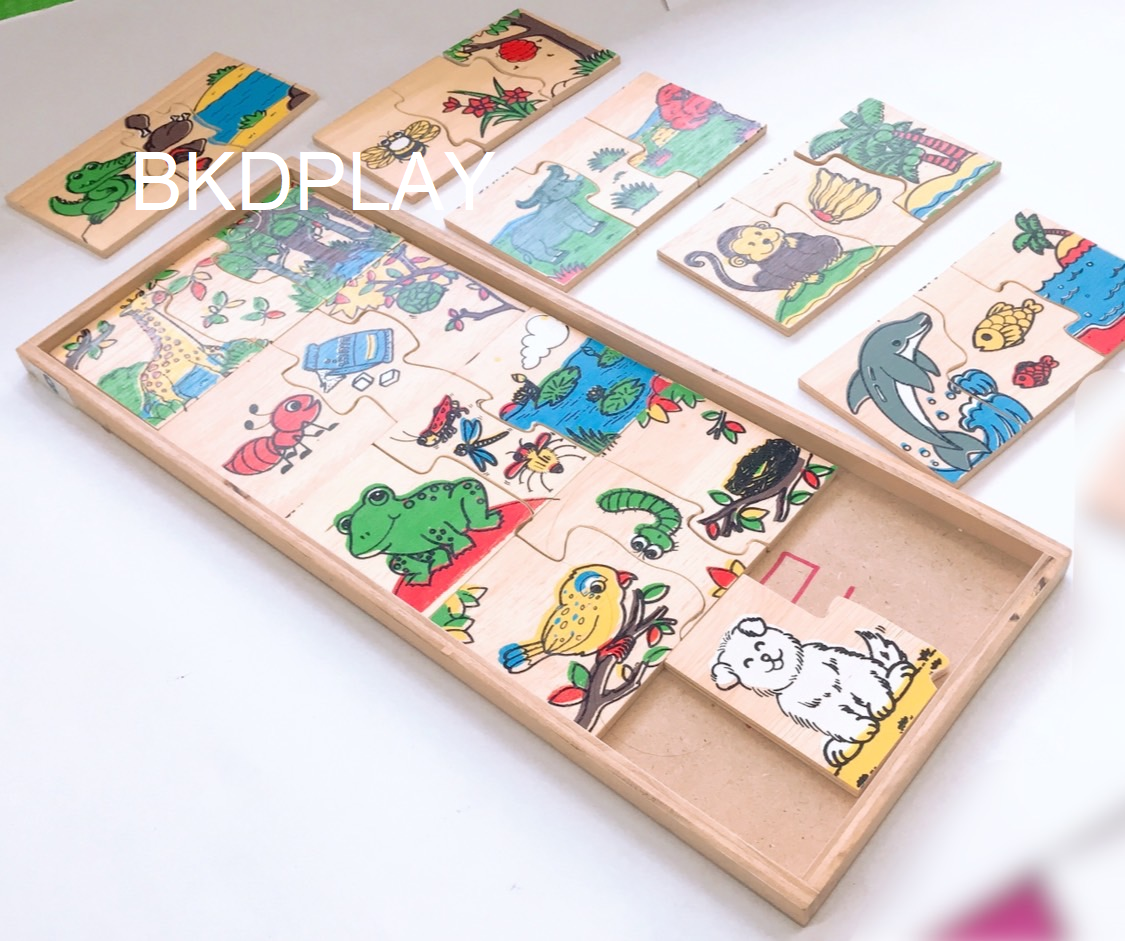 เกมจับคู่สัตว์-อาหาร-ที่อยู่ , ของเล่นไม้, ของเล่นเสริมพัฒนาการ, ของเล่นเด็กอนุบาล, สื่อการสอนเด็กอนุบาล วัสดุและสี ปลอดภัยต่อเด็ก มีมาตรฐาน มอก. ตามที่ สพฐ. กำหนด