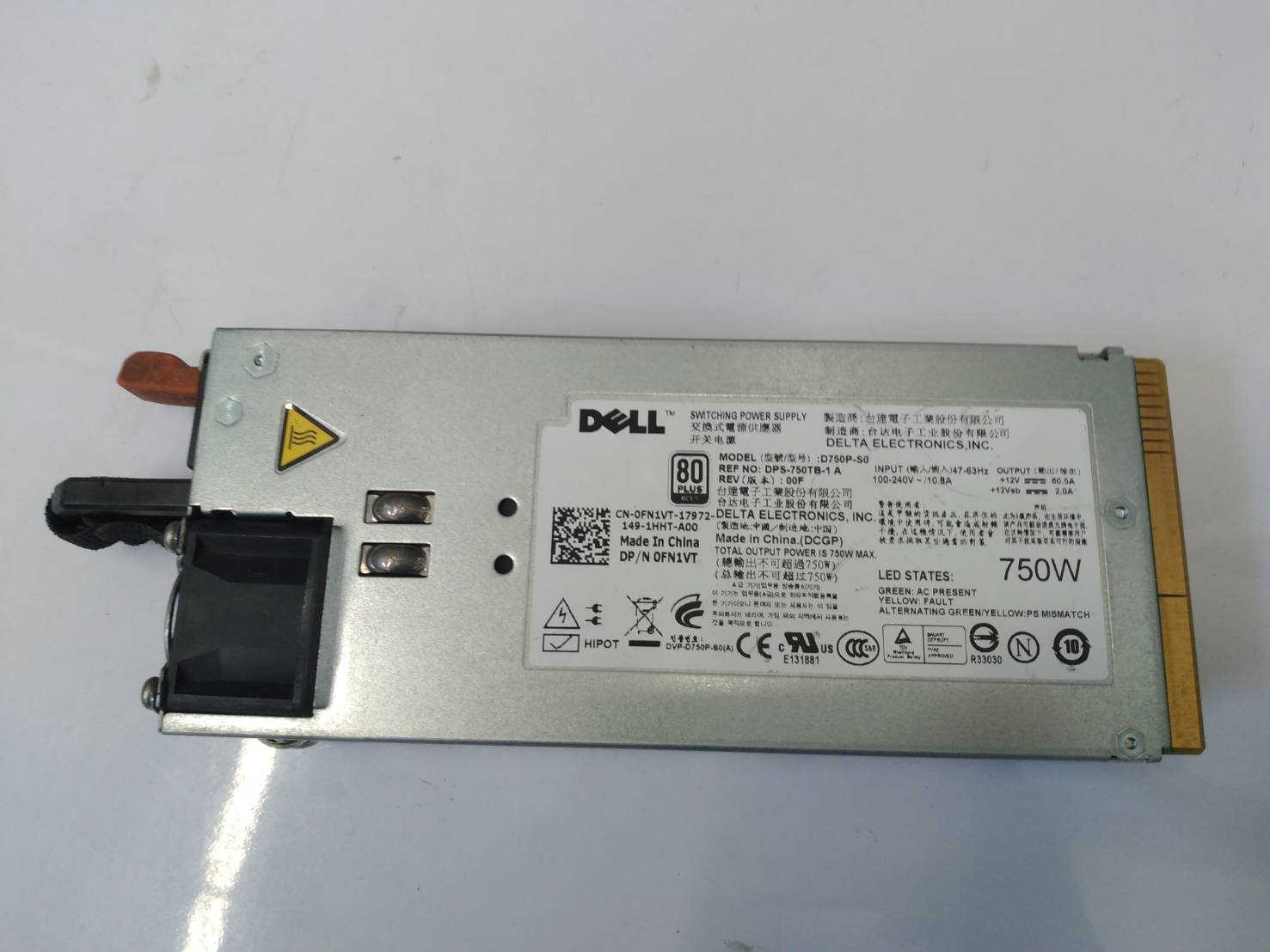 POWER SUPPLY DELL 0FN1VT 750 WATT HOT SWAP R510 R810