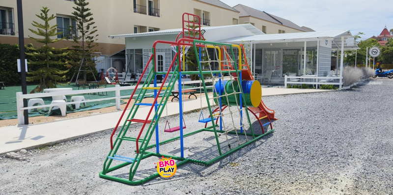 ชุดรวม E เชือกถักใหญ่ ประกอบด้วยสไลเดอร์ชิงช้าปีนป่ายแป้นบาสและถังลอดถ้ำ กระดานลื่นเหล็ก เครื่องเล่นสนามกลางแจ้ง เครื่องเล่นสนามเหล็ก OutdoorPlayground,ผลิตเครื่องเล่นสนาม,เครื่องเล่นในสนามเด็กเล่น,เครื่องเล่นงบสพฐ.,ประชารัฐ, ราคาโรงงาน