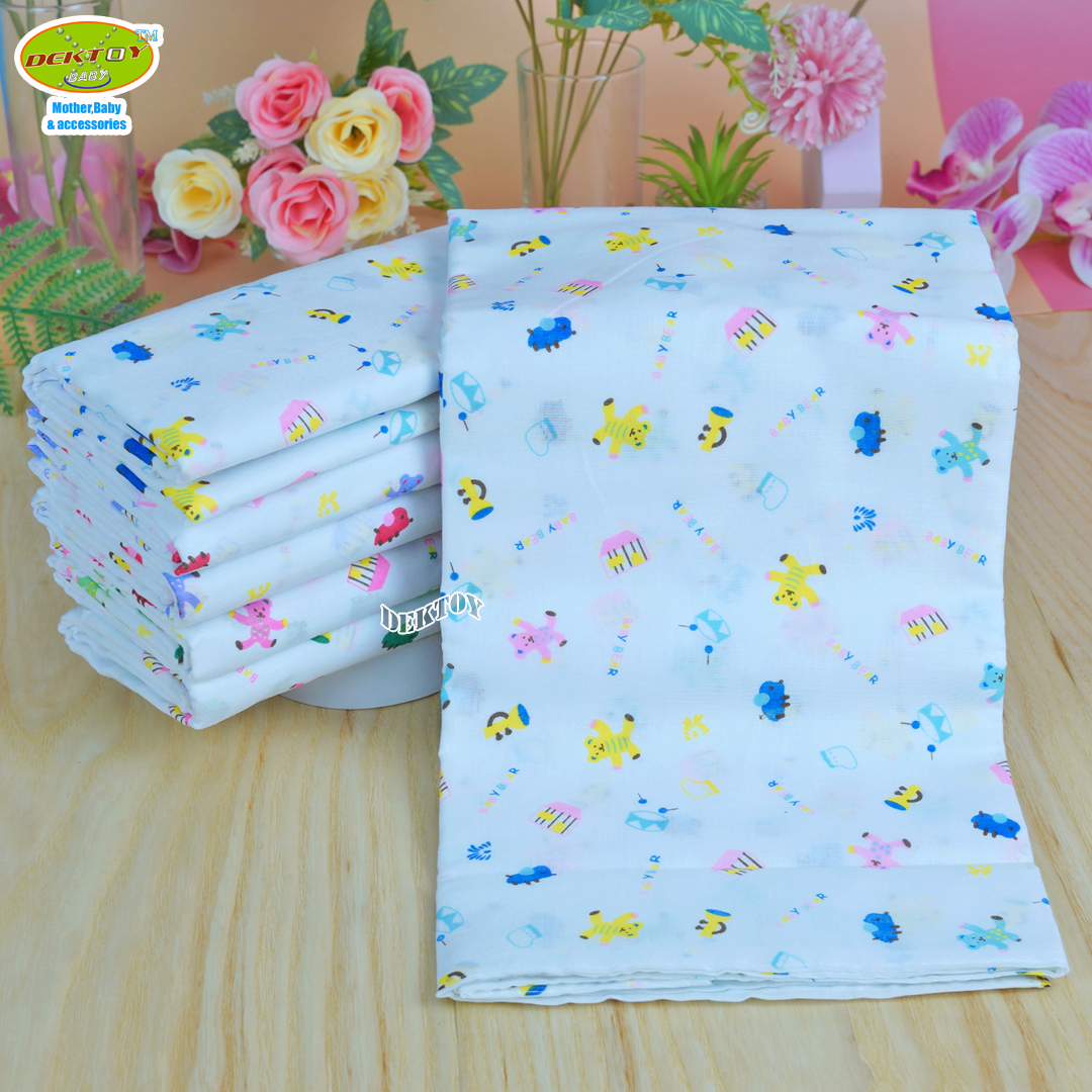 Gold Baby ผ้าอ้อมสาลู 2 ชั้นเกรดA ลายหมีดนตรี Baby Bear 12 ผืน