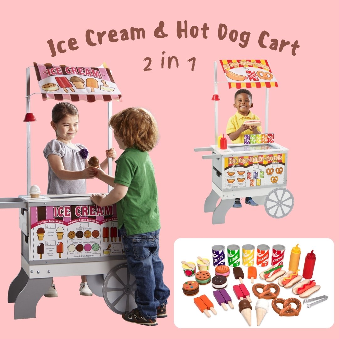 ชุดรถเข็นขายไอศกรีม และ ขายฮอทด๊อก Snacks & Sweets Food Cart Melissa&Doug, รุ่น 9350 ของเล่นเสริมพัฒนาการ, ของเล่น