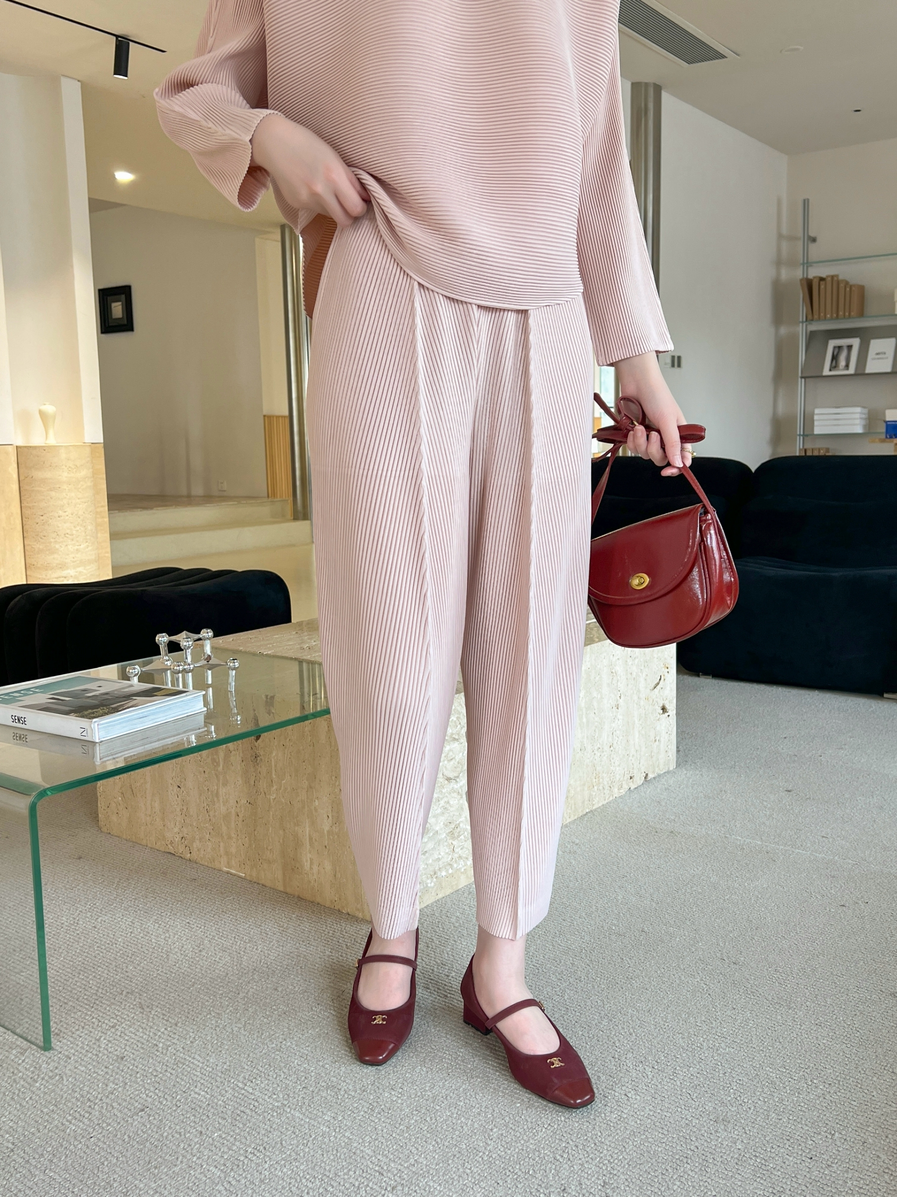 2MUAY รุ่น GJO11240 กางเกงอัดพลีท THICK DIAGONAL PLEATED PANTS 10 สี FREE SIZE