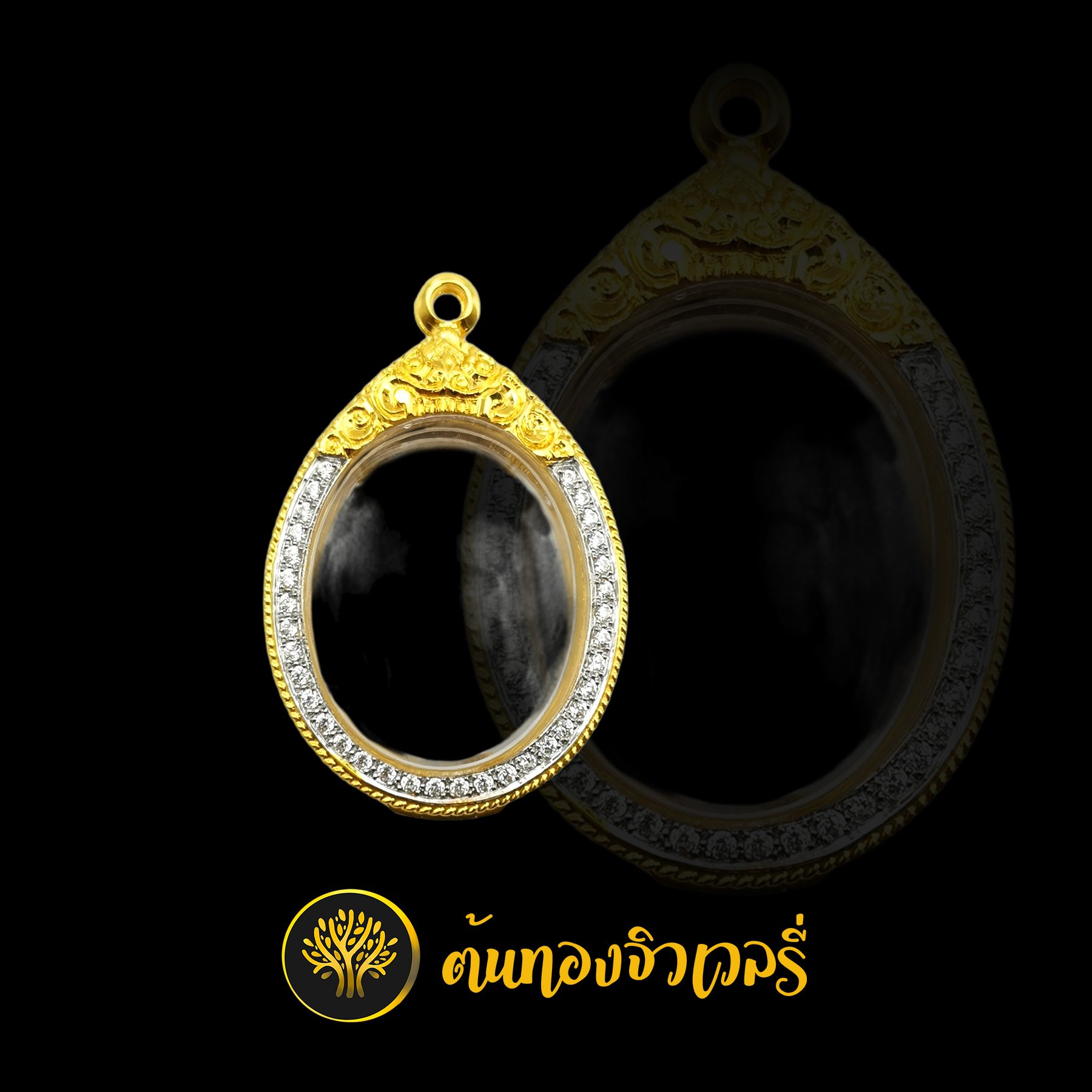 กรอบพระเลี่ยอมทอง ยกซุ้มหัวสิงห์