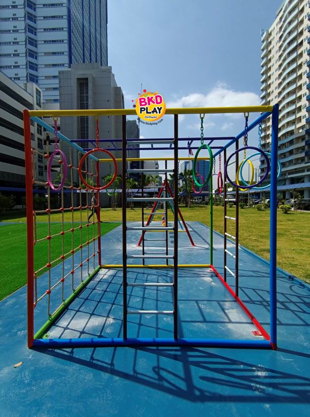 ชุดลูกเต๋า ปีนป่ายรวมA พร้อมบาร์โหน บาร์ไต่ ปีนป่ายเชือก เครื่องเล่นสนามเหล็ก เครื่องเล่นสนามกลางแจ้ง OutdoorPlayground