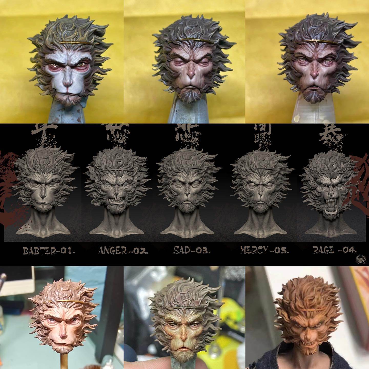 [พร้อมส่ง ] c.tudio 1/12 : Wukong custom Head เวอร์ชั่นหัวดิบไม่ลงสี - มีให้เลือก 4 แบบ