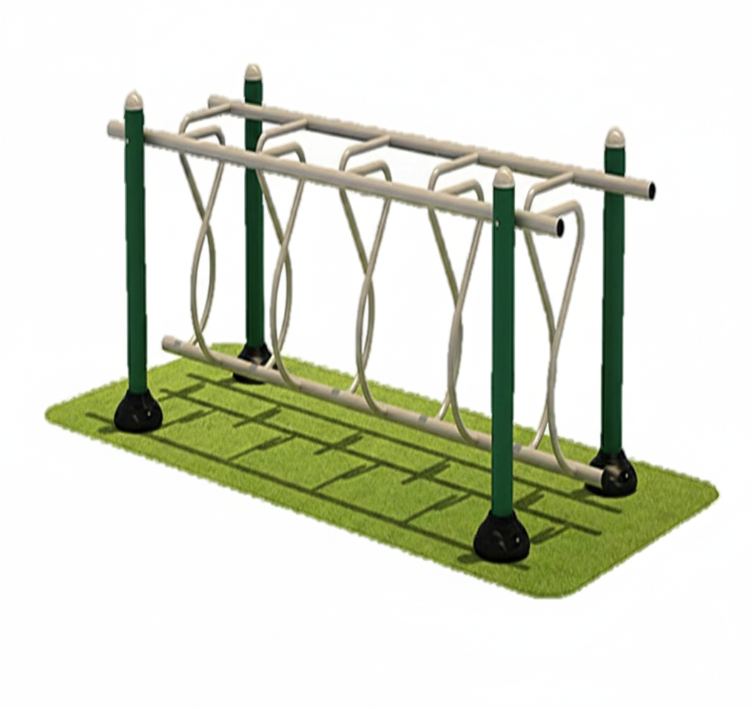 บาร์ไต่ทรงตัวซิกแซก เครื่องเล่นสนาม กลางแจ้ง เหล็ก ตั้งพื้น , ของเล่น สั่งผลิต 10-20 วัน ขนาด100x200x150 ซม.