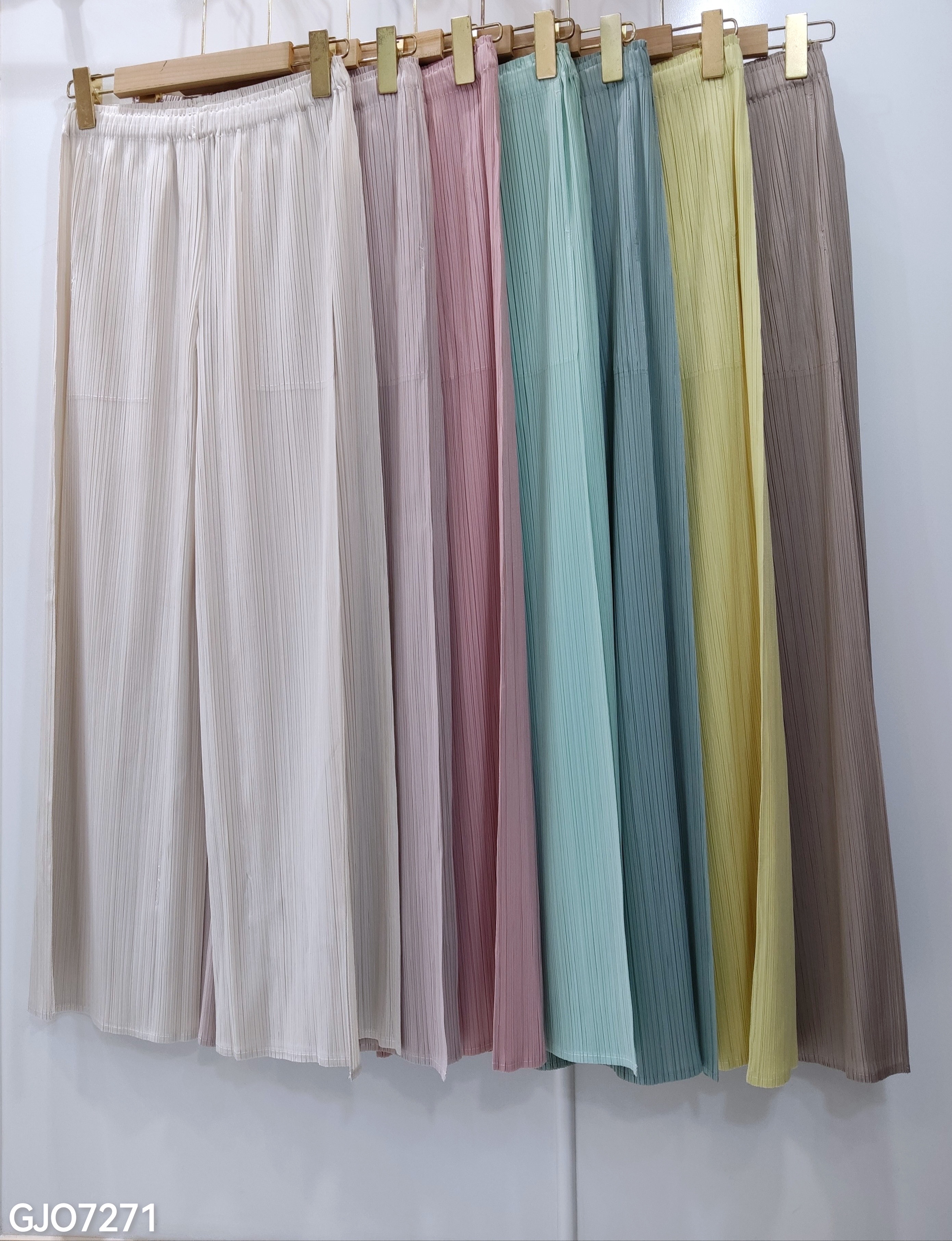 เพิ่มสีใหม่ ยาว37นิ้ว! 2MUAY รุ่น GJO7271 กางเกงอัดพลีทงานคุณภาพ BAT STRAIGHT LAYER PLEATED PANTS 18สี FREE SIZE