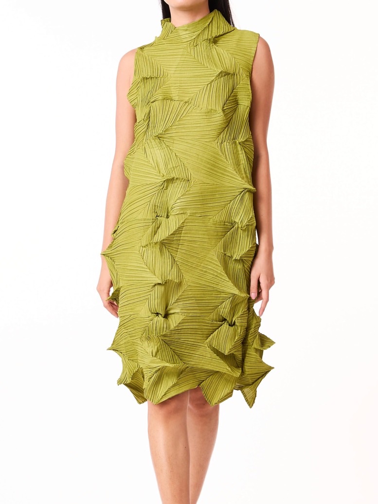 2MUAY รุ่น GJO6613 เดรสอัดพลีทงานคุณภาพ SLEEVELESS ZIGZAG PLEATED DRESS 9สี FREE SIZE