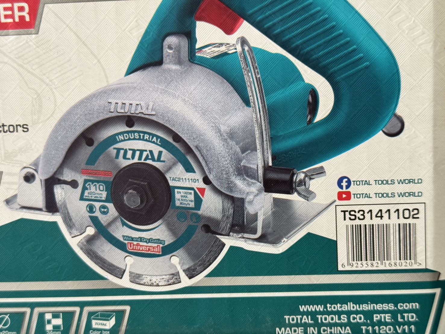 TOTAL เครื่องตัดหินอ่อน 4 นิ้ว 1400 วัตต์ ( เครื่องตัดกระเบื้อง )รุ่น TS3141102 ( Tile Cutter ) (ราคาไม่รวมใบตัด)