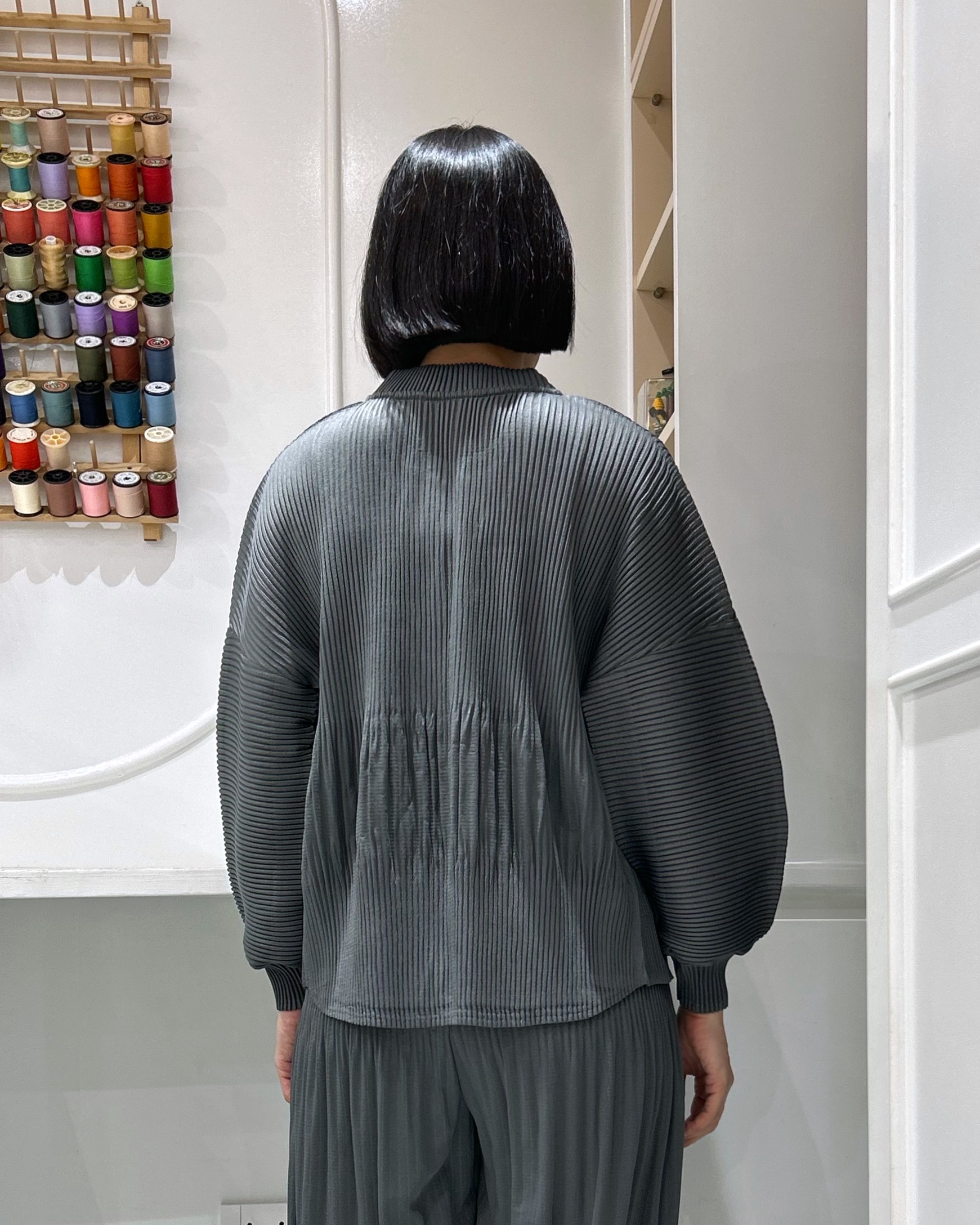 2MUAY รุ่น GA67811 เสื้อคลุมอัดพลีท THICK ZIP FRONT PLEATED CARDIGAN 4สี FREE SIZE