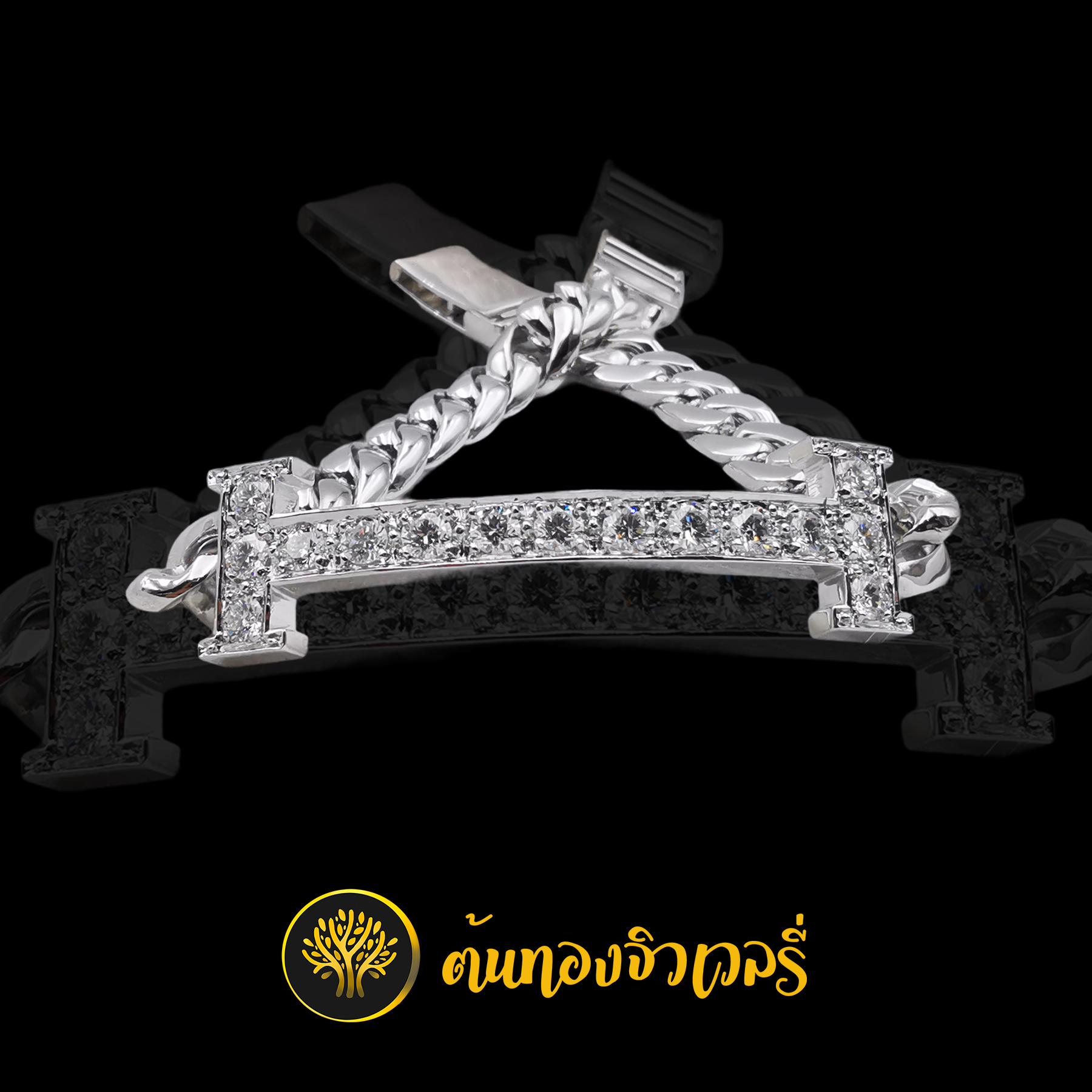 เลสข้อมือทองคำขาว ฝังเพชรแท้เต็มๆ งานเนียนๆ หรูๆ สวยจัดๆครับ