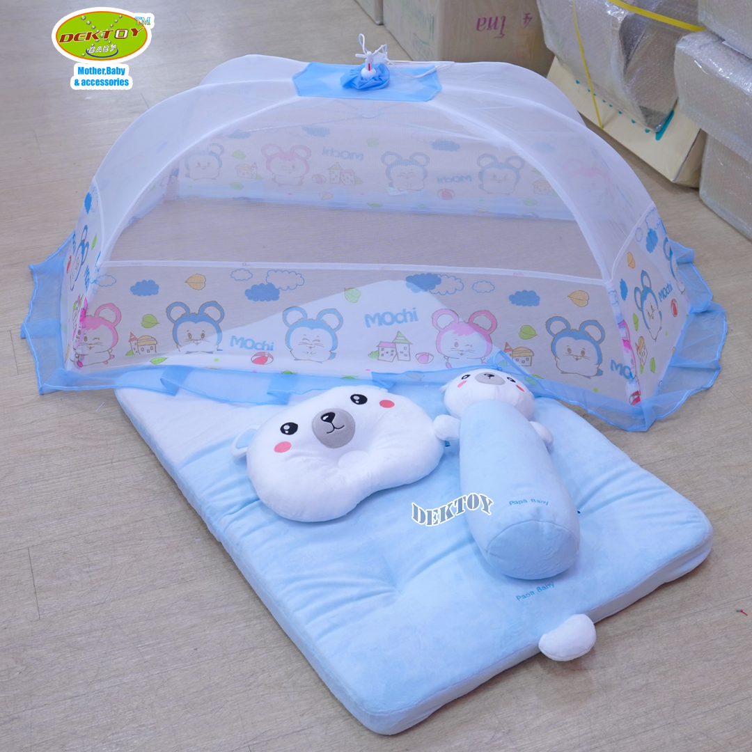 PAPA BABY ชุดที่นอนปิคนิค ผ้าเวลบัว+พร้อมมุ้ง Netto โมชิ