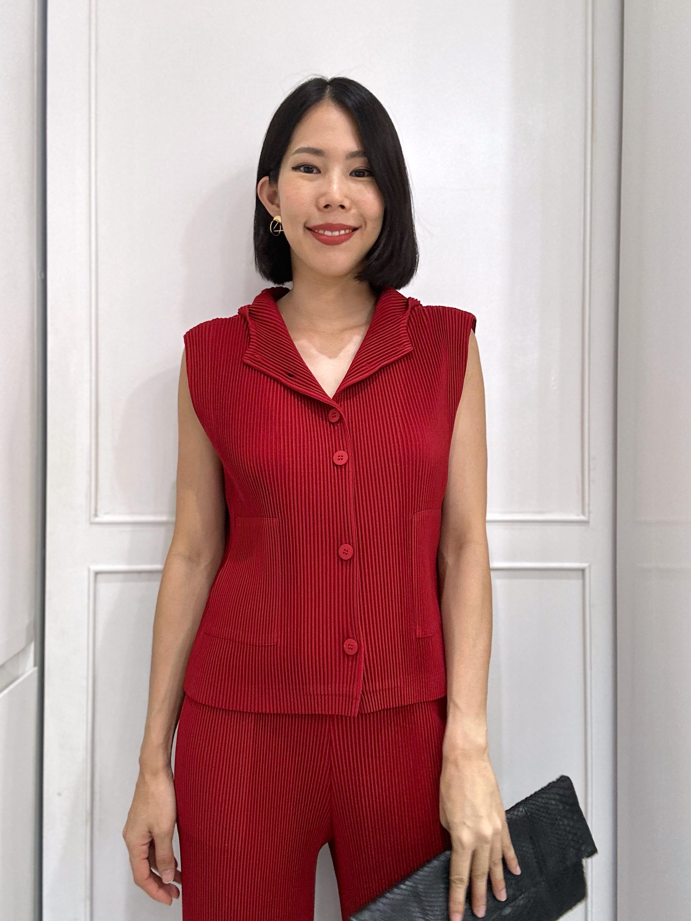 2MUAY รุ่น GJO5103-9 เสื้อพลีทคุณภาพ THICK SLEEVELESS HOODED PLEATED TOP 8 สี FREE SIZE