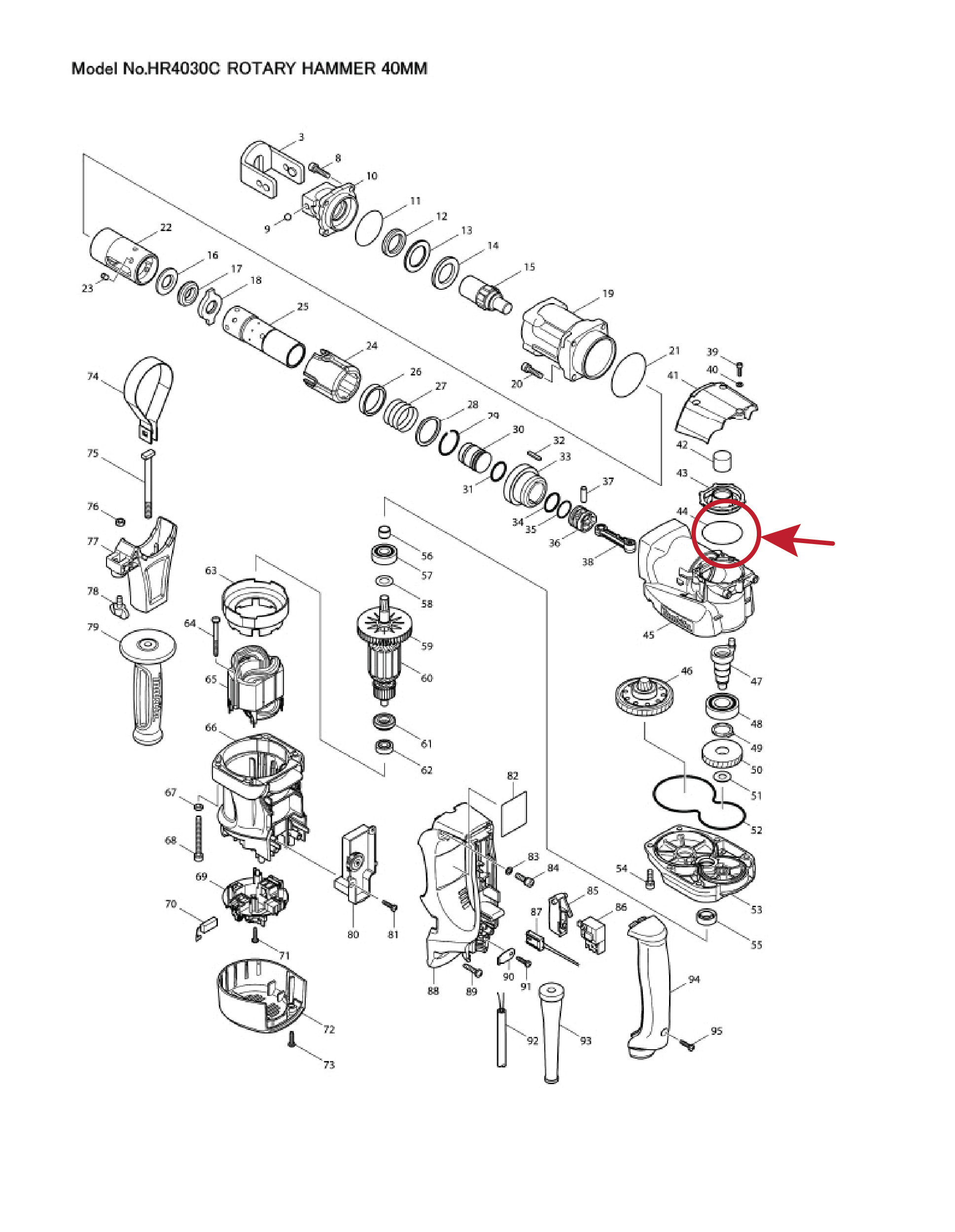 โอริง เสื้อกระบอกสูบ (แท้) (213604-1) สกัด, สว่านโรตารี่ Makita มากีต้า รุ่น HM1201 #21, HM1211B #29, HR4030C, HR4041C #44, HR2010 #9, HR3850 #60, HR4511C #16 (213604-1) (อะไหล่แท้ 100%) โอริง 50X2mm.