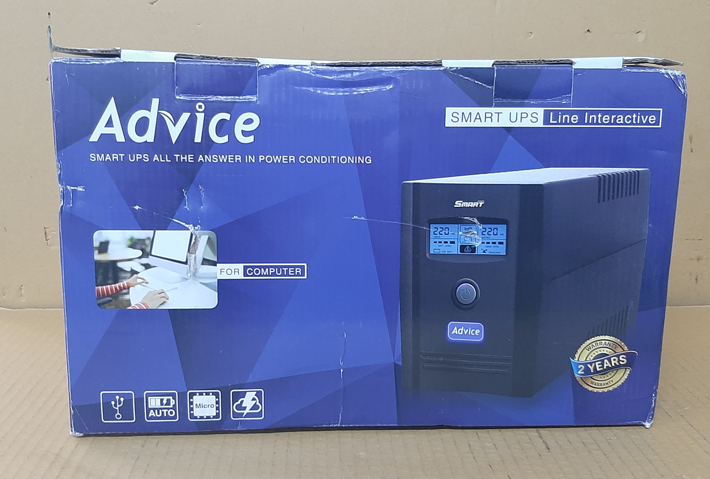 UPS (ใหม่) ค้างสต็อก สภาพดี ประกันร้าน 1 เดือน Advice Smart UPS 1000 LCD