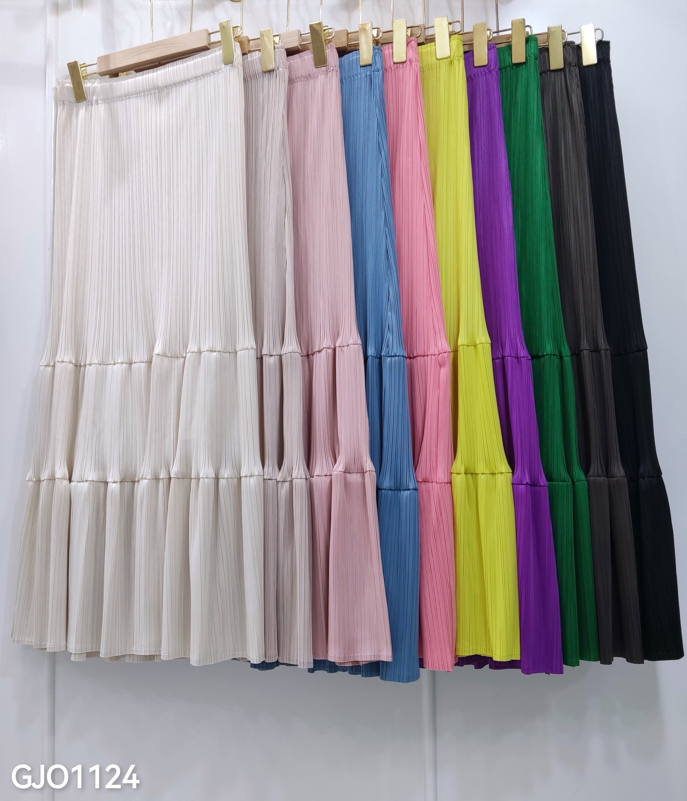 ปรับราคาลง20%!! ยาว 34นิ้ว! 2MUAY รุ่น GJO1124 กระโปรงพลีทคุณภาพ RIPPLE PLEATED SKIRT 10 สี FREE SIZE