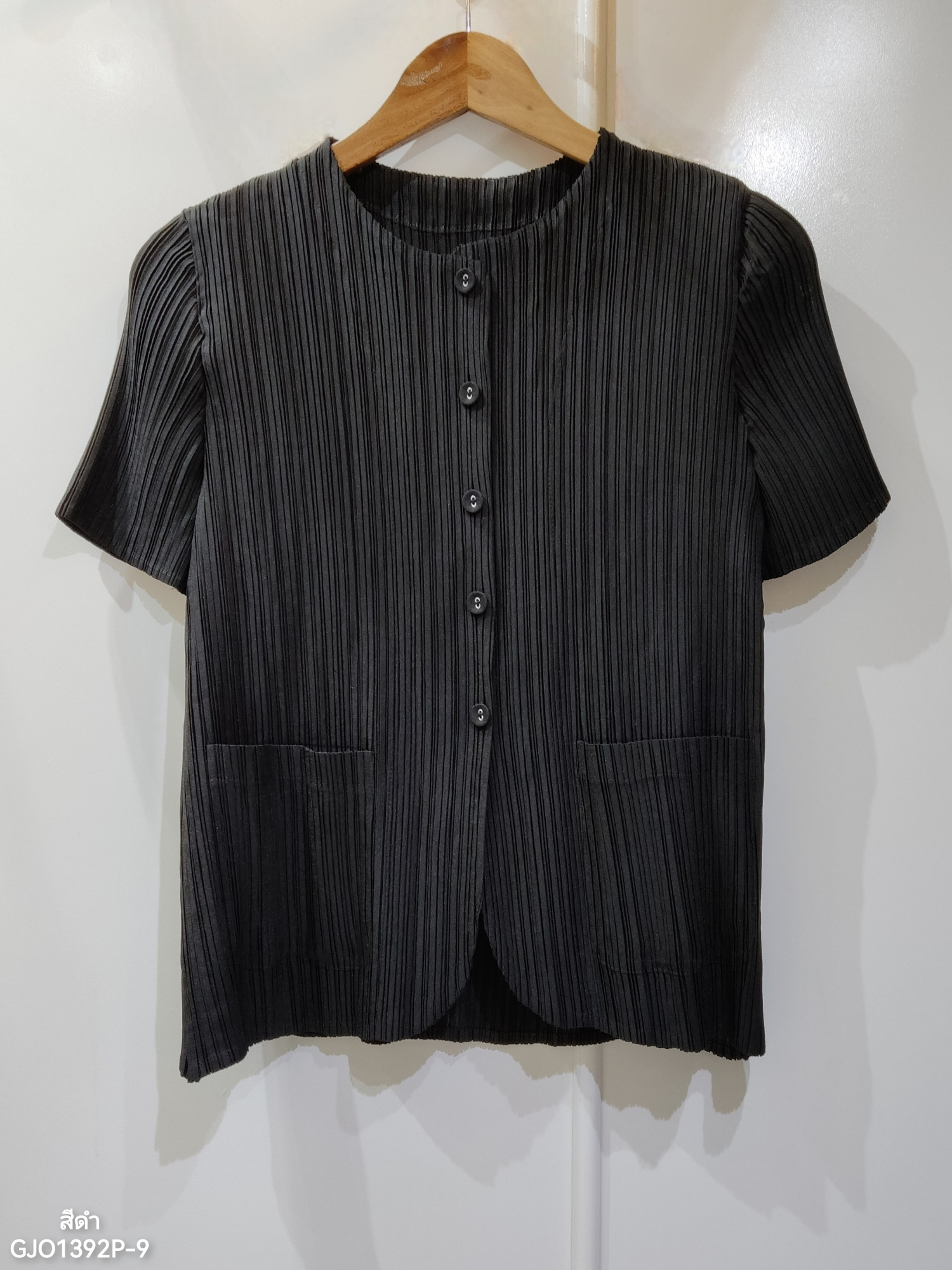 2MUAY รุ่น GJO1392P-9 เสื้อพลีทคุณภาพ SHORT SLEEVE BUTTON FRONT PLEATED TOP 10 สี FREE SIZE