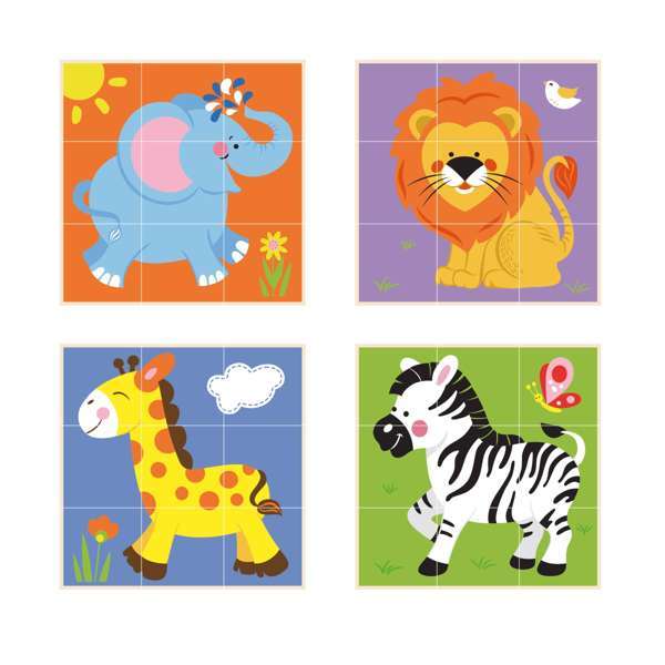 ชุดลูกเต๋าภาพสัตว์ป่าปริศนา 9 ชิ้น , ของเล่นไม้, ของเล่นเสริมพัฒนาการ, ของเล่นเด็กอนุบาล