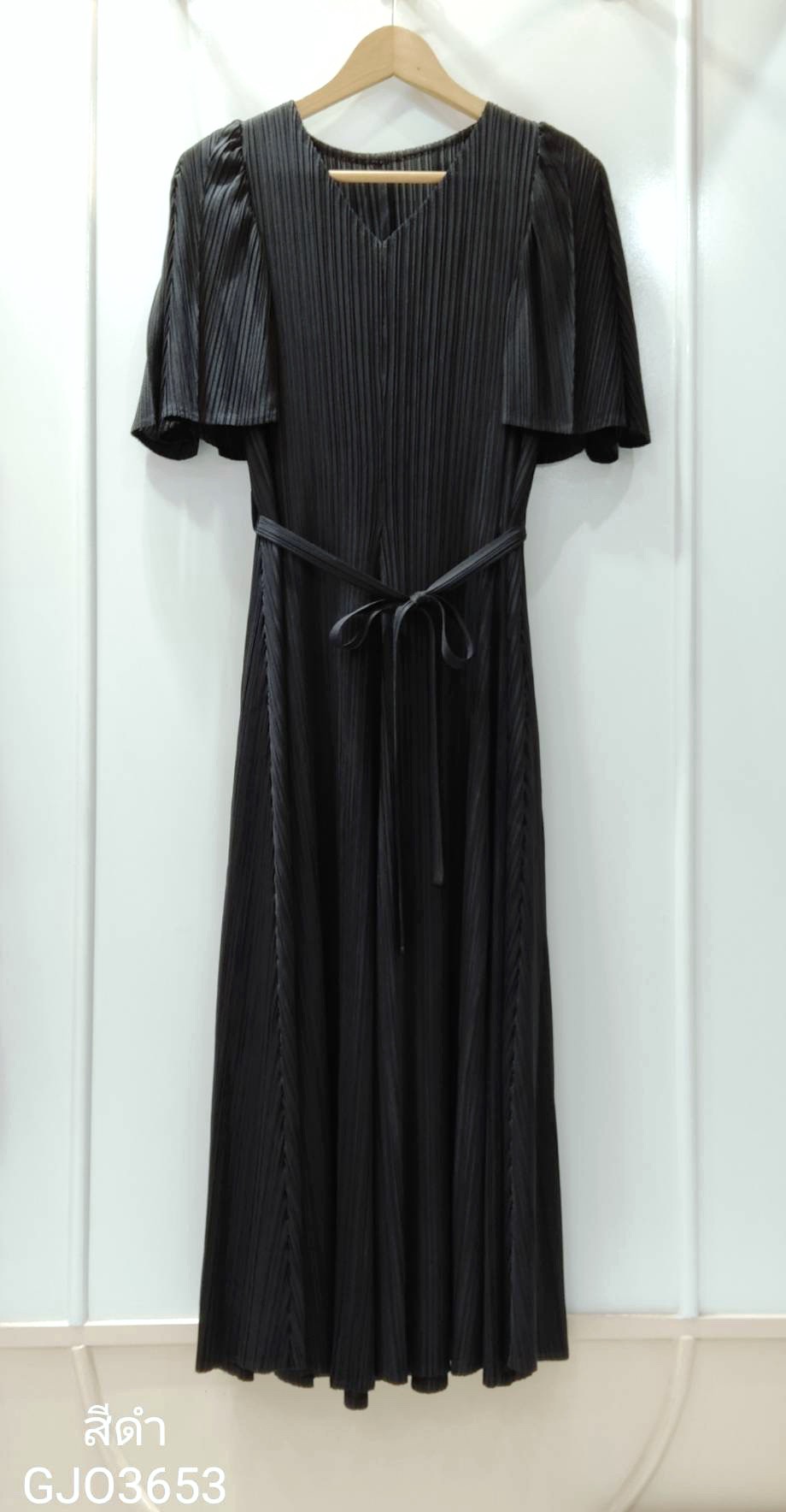 2MUAY รุ่น GJO3653 เดรสผู้หญิง เดรสพลีทคุณภาพ 10สี FREE SIZE V NECK FLARE SLEEVE PLEATED DRESS