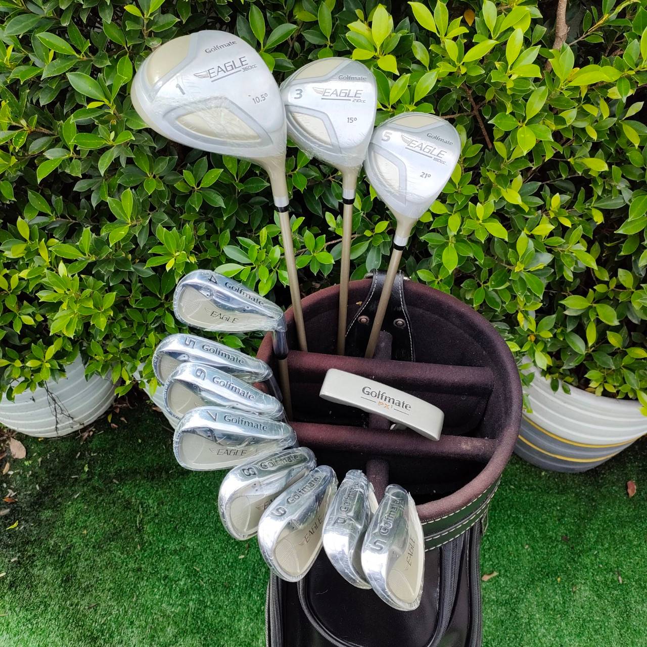 ไม้กอล์ฟครบชุด GOLF MATE EAGLE พร้อมออกรอบได้เลย สภาพนางฟ้า ไม้ยังอยู่ในซีนทั้งหมด แกะแค่พัตเตอร์ มีหัวไม้ครบ 1 3 5 ชุดเหล็ก 4-9 PW SW ตีง่าย น้ำหนักเบา มือใหม่ มือกลาง ต้องการไม้ครบชุด พลาดไม่ได้
