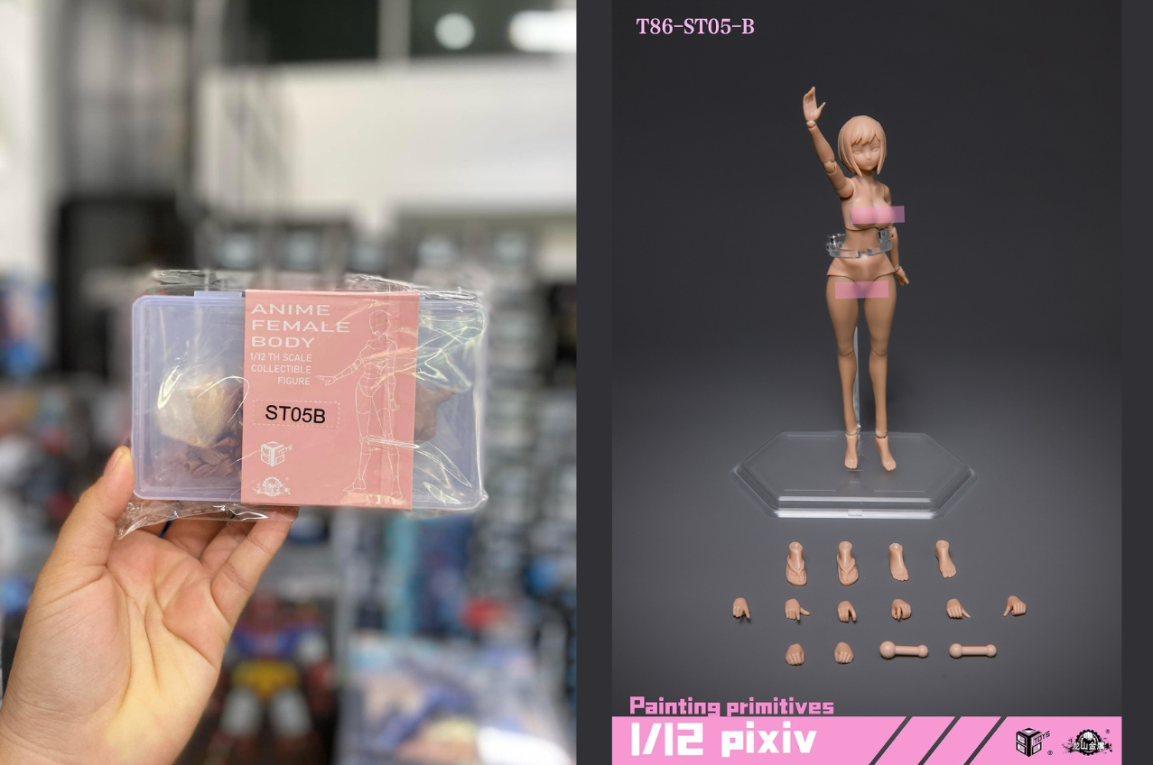 [พร้อมส่ง]86TOYS 1/12 : semi-seamless female body with fat hip- T86-ST05-B (ผิวแทน อกใหญ่)