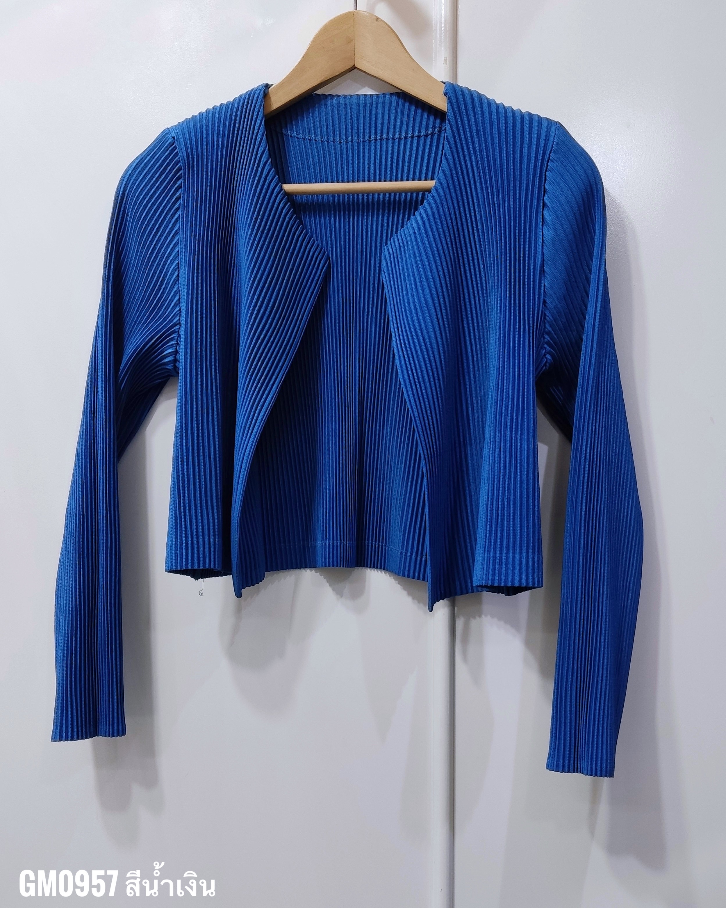 อกถึง 40 นิ้ว 2MUAY รุ่น GM0957 เสื้อคลุมอัดพลีท THICK OPEN FRONT CROP PLEATED CARDIGAN 8 สี FREE SIZE