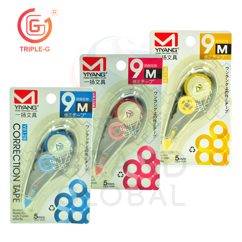 ถูก สุดๆ Triple-G eraser tape เทปลบคำผิด ยาว 9 เมตร ( 3 ชิ้น ) เทปลบปากกา ลบ หมึก แผ่น เทป ลบ ลิตวิดเทป คละสี