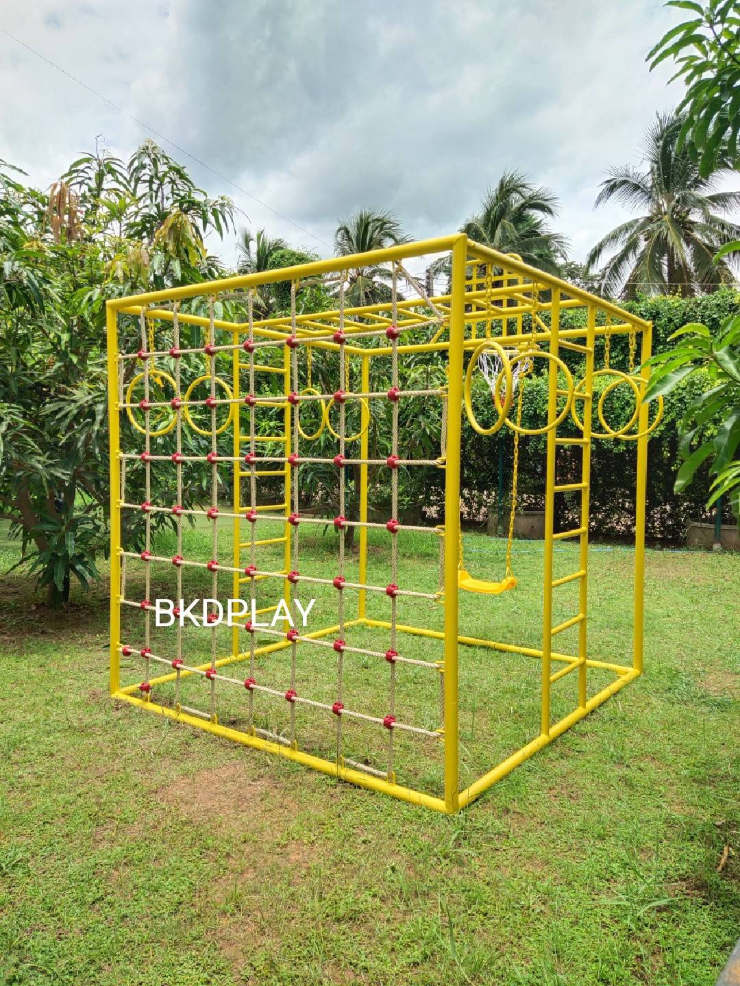 ลูกเต๋าปีนป่าย ชุดรวมปีนป่ายสี่เหลี่ยมA2 ปีนป่ายเชือก พร้อมบาร์โหน บาร์ไต่ ชิงช้า เครื่องเล่นสนามเหล็ก เครื่องเล่นสนามกลางแจ้ง OutdoorPlayground