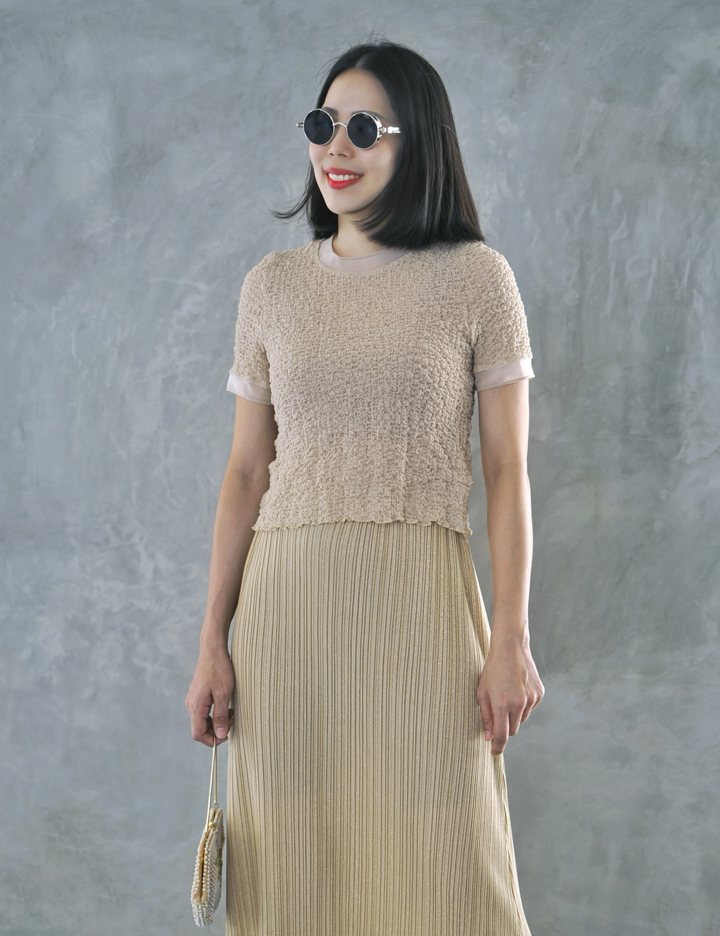 ปรับราคาลง20%!! 2MUAY รุ่น GJO1448 เสื้อพลีทคุณภาพ SMOCK PLEATED TOP 6 สี FREE SIZE