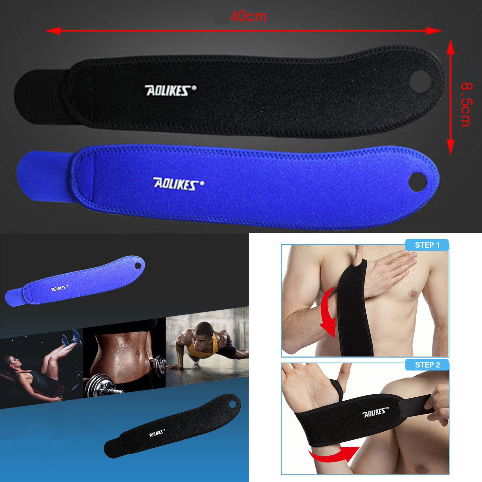 🔥Sale ลดราคา🔥 สายรัดข้อมือ ฟิตเนส Aolikes รุ่น 7937 1ข้าง อุปกรณ์ช่วยในการออกกำลังกาย มีให้เลือก 2สี