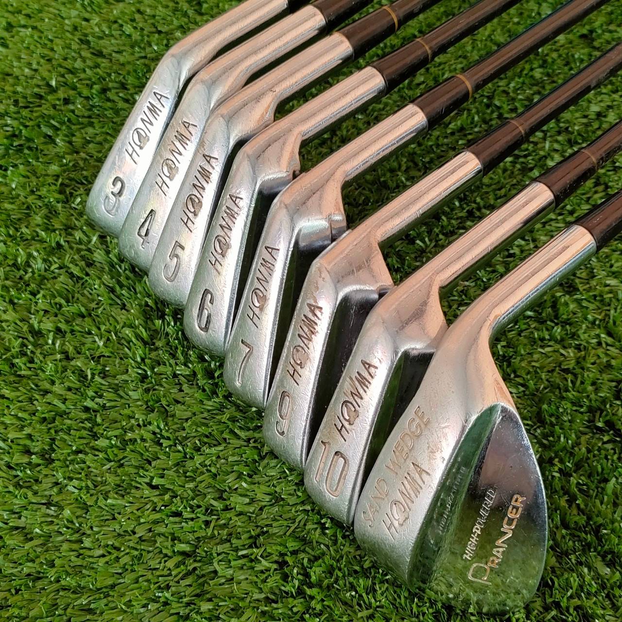 ชุดเหล็ก HONMA HIGH -POWERED PRANCER N มีเหล็ก 3-10 เเละ SW ** ขาดเหล็ก 8 ** ก้าน HONMA HIGH EXTRA 90 FLEX R-2 เหล็กตีไกล พรีเมี่ยมญี่ปุ่น วัสดุพรีเมี่ยมมากครับ