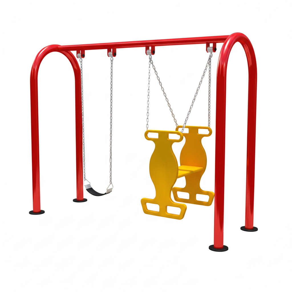 ชิงช้า 2 ที่นั่ง/แบบผสม เครื่องเล่นสนามกลางแจ้ง ขนาด : 150x220x200 ซม.