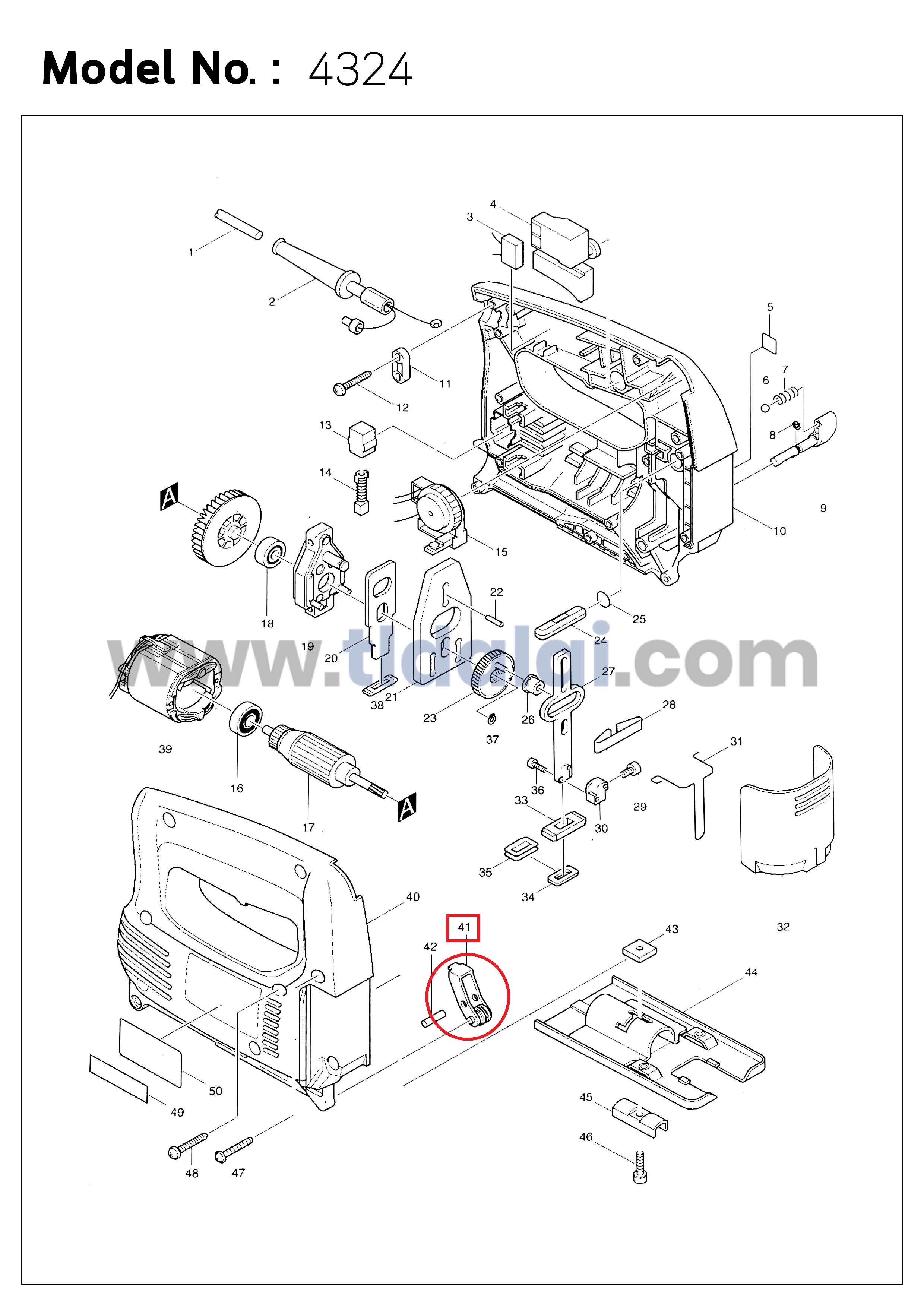 ล้อประคองใบ^ เลื่อยจิ๊กซอว์ Makita มากีต้า รุ่น 4324, 4329, M4301, M4301B, JV100D, JV101D - Maktec มาคเทค รุ่น MT431 (ก้านล้อ, ก้าน+ล้อ)