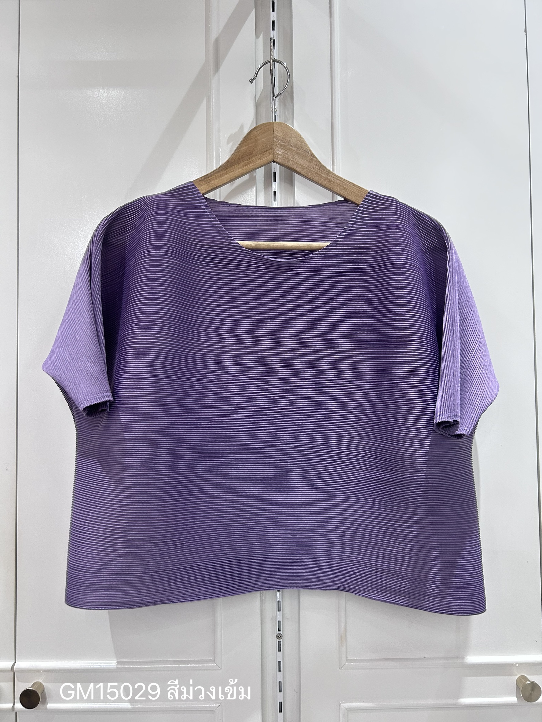อกถึง48 2MUAY GM15029 เสื้ออัดพลีท SHORT SLEEVE PLEATED TOP 28 สี FREE SIZE