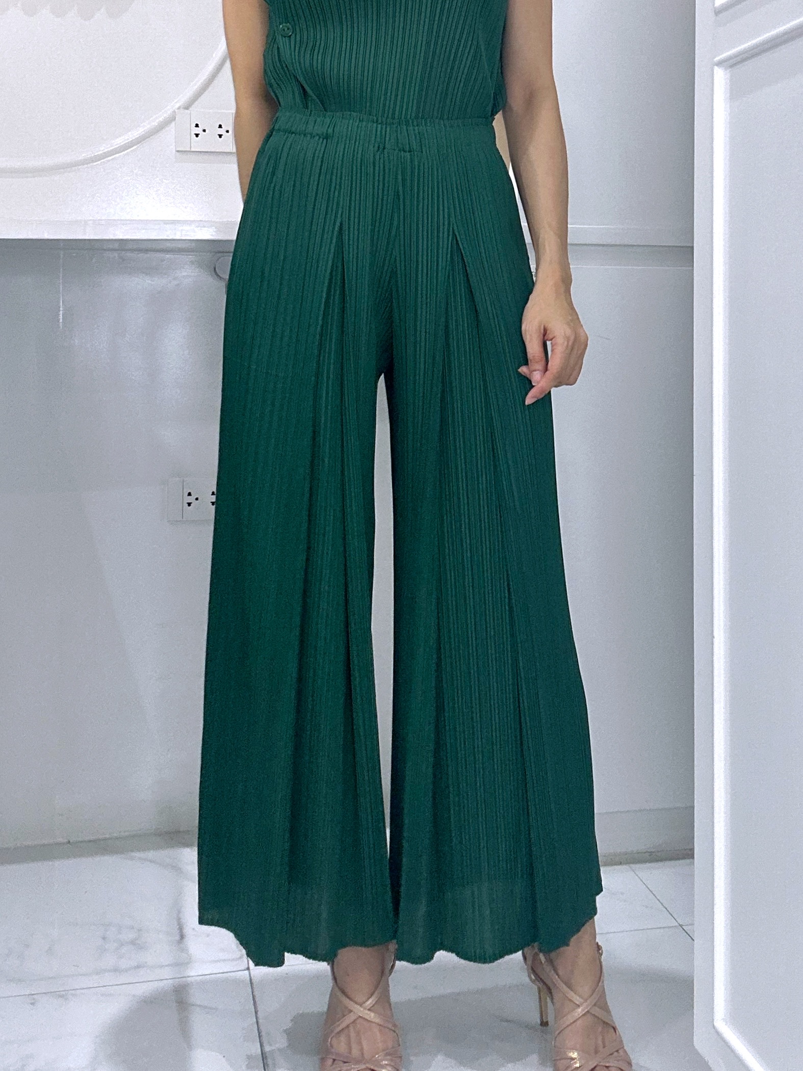 ปรับราคาลง20%!! ยาว 36.5นิ้ว 2MUAY รุ่น GJO3892-9 กางเกงพลีทคุณภาพ WIDE LEG PLEATED PANTS 10 สี FREE SIZE
