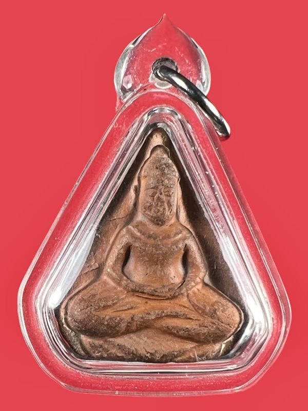 พระโพธิจักรห้าเหลี่ยม เนื้อดิน หลวงพ่อลี วัดอโศการาม ปี 2500 สมุทรปราการ พระสวย เลี่ยมพลาสติกพร้อมใช้