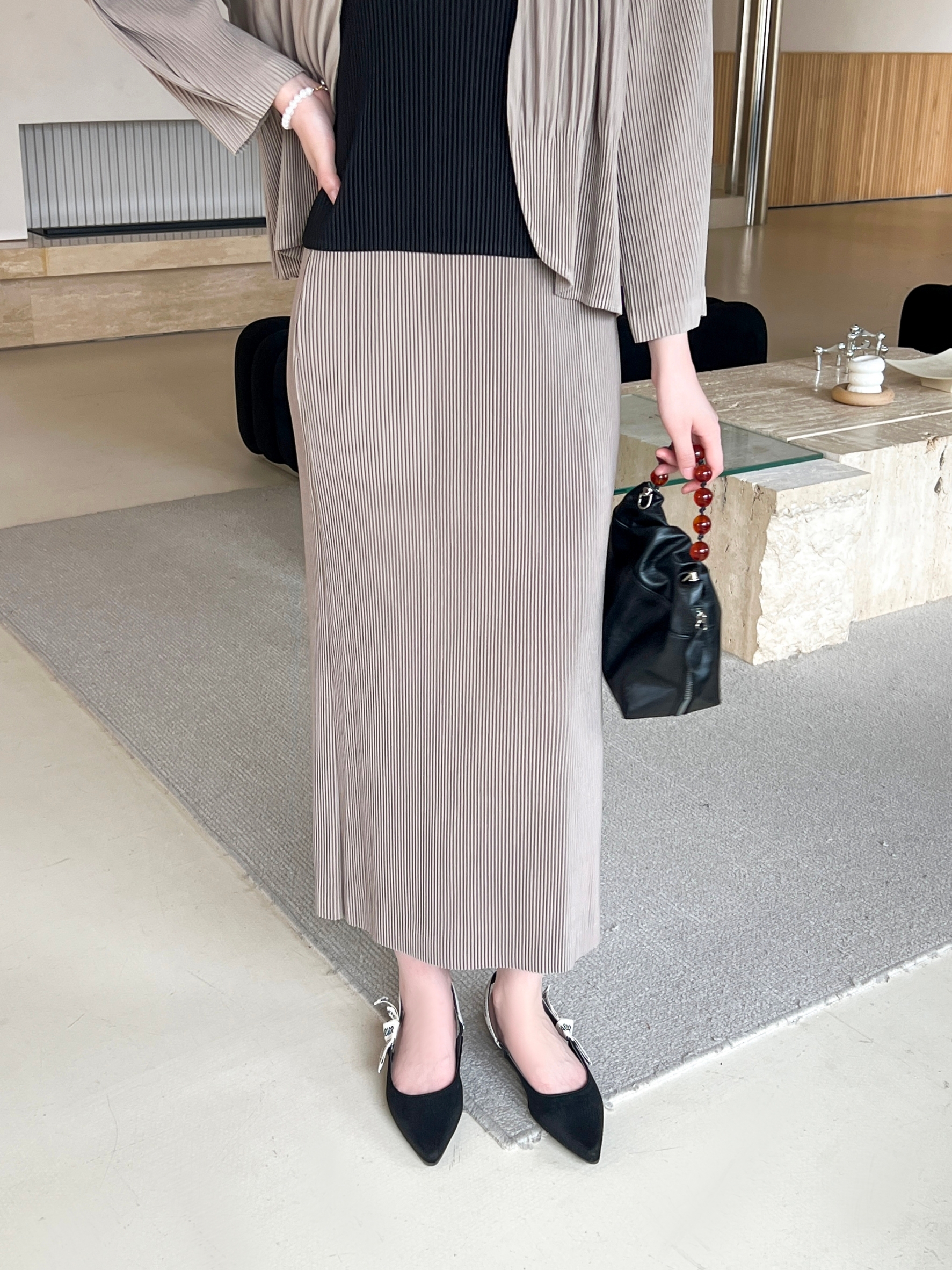 ยาว 33นิ้ว! 2MUAY รุ่น GJO1328 กระโปรงพลีทคุณภาพ THICK STRAIGHT PLEATED SKIRT 12 สี FREE SIZE