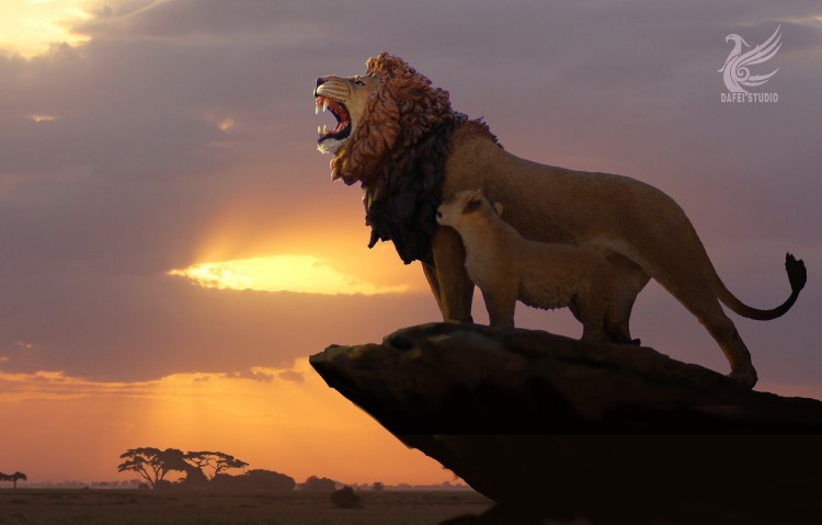 [สั่งจอง]FLY TOYS DF002 1/12 Panthera leo Massaicus Lion King and Son Animal Model