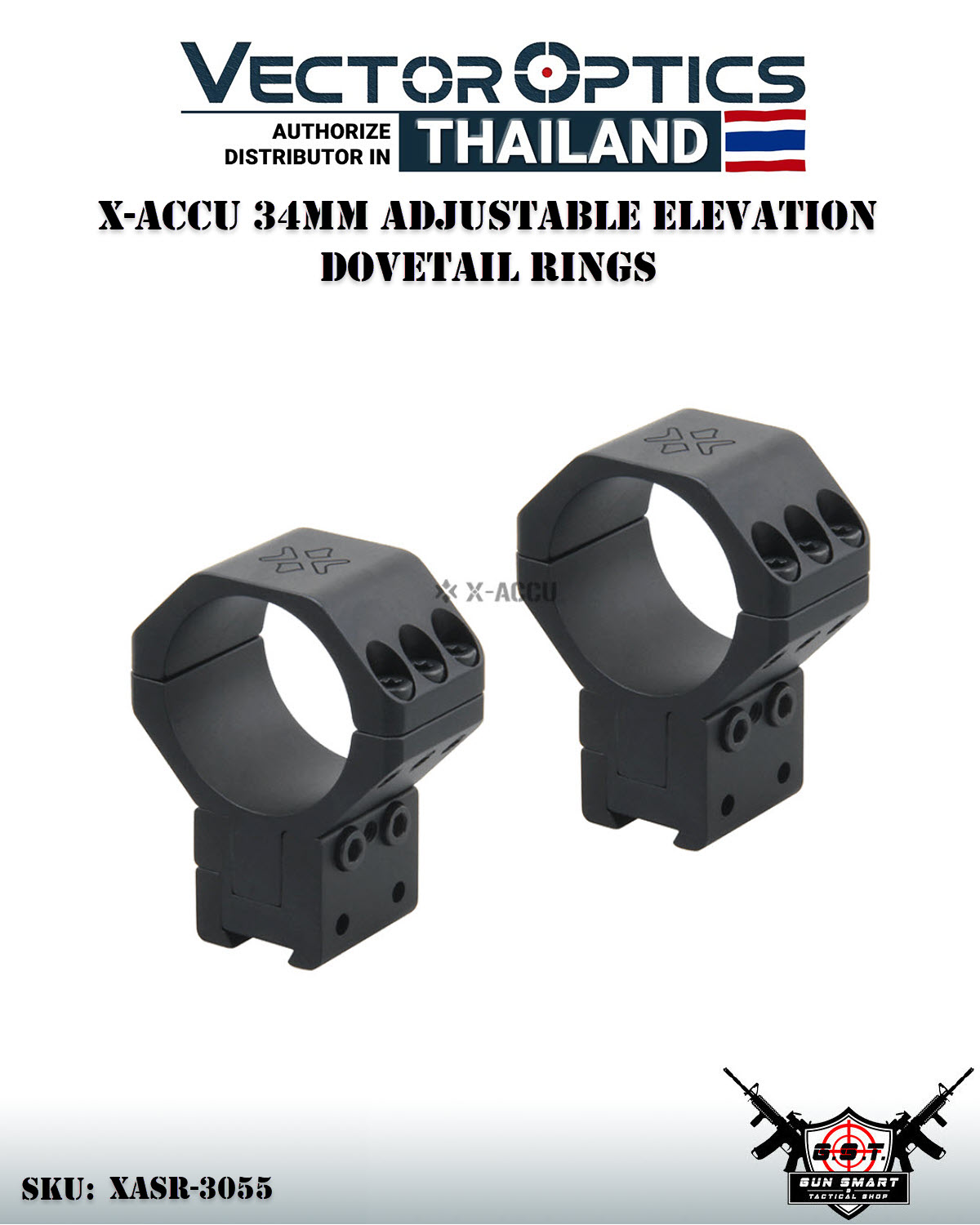 X-ACCU 34MM ADJUSTABLE ELEVATION DOVETAIL RINGS