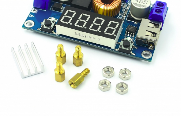 โมดูลแปลงไฟ Step down จาก 5-36V เป็น 1.25-32V กระแสสูงสุด 5A XL4015 constant voltage constant current buck power module voltage and current display LED driver lithium battery charging