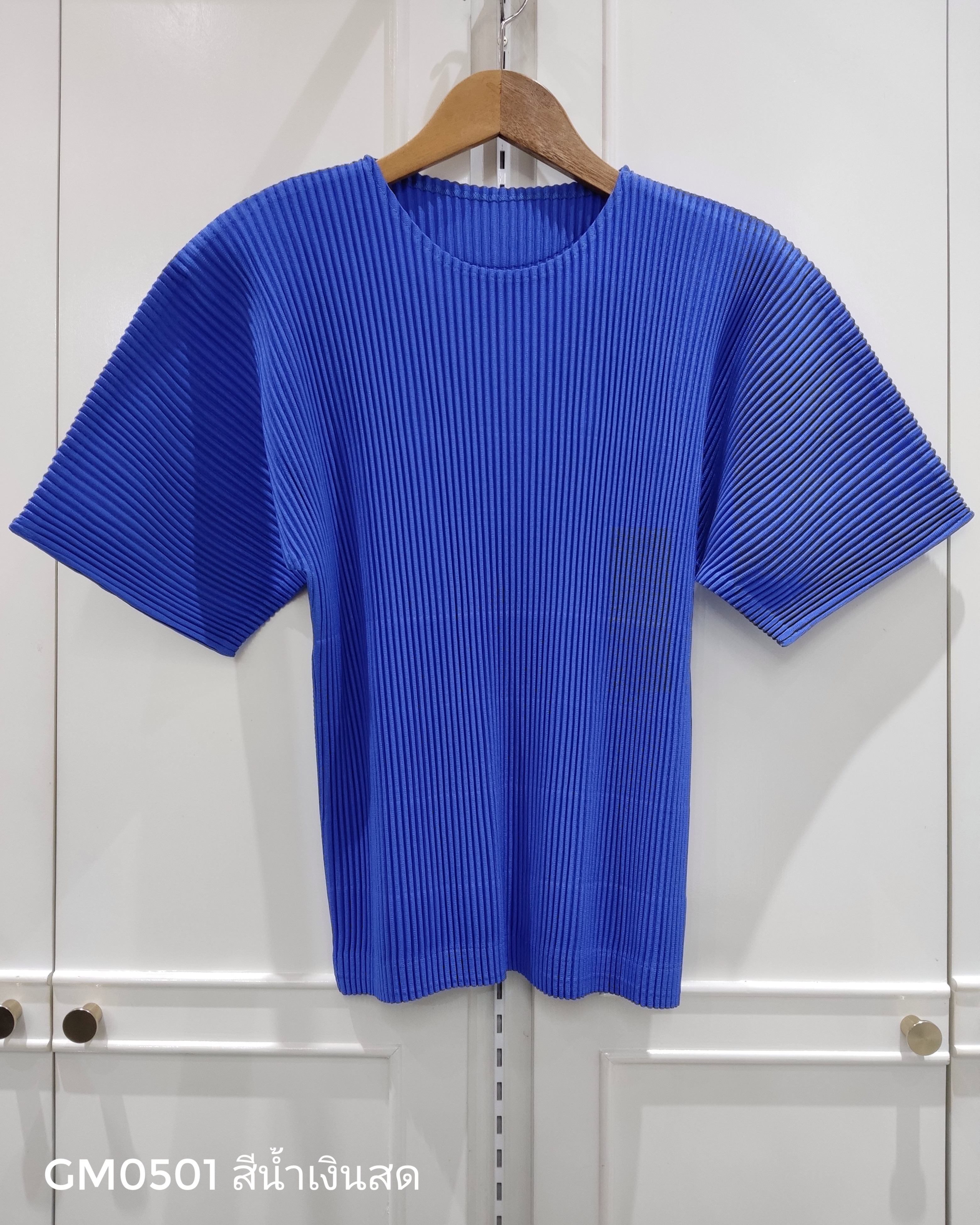 อกถึง42 ยาว22นิ้ว 2MUAY รุ่น GM0501 เสื้ออัดพลีท THICK SHORT SLEEVE PLEATED TOP 24 สี FREE SIZE