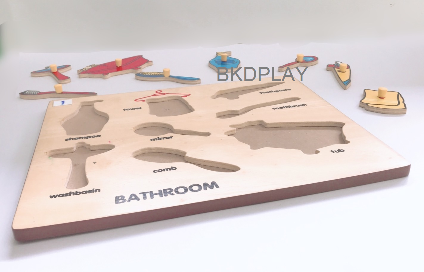 ภาพตัดต่อ ห้องน้ำ กระดานหมุดห้องน้ำ , ของเล่นไม้, ของเล่นเสริมพัฒนาการ, ของเล่นเด็กอนุบาล, สื่อการสอนเด็กอนุบาล