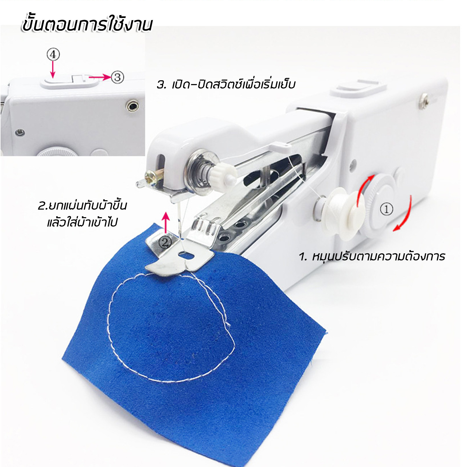 จักรเย็บผ้า มินิ มือจับ CS-101B เครื่องเย็บผ้าขนาดพกผ้า จักรเย็บผ้าแบบพกพา ขนาดเล็ก ดีไซน์สวย
