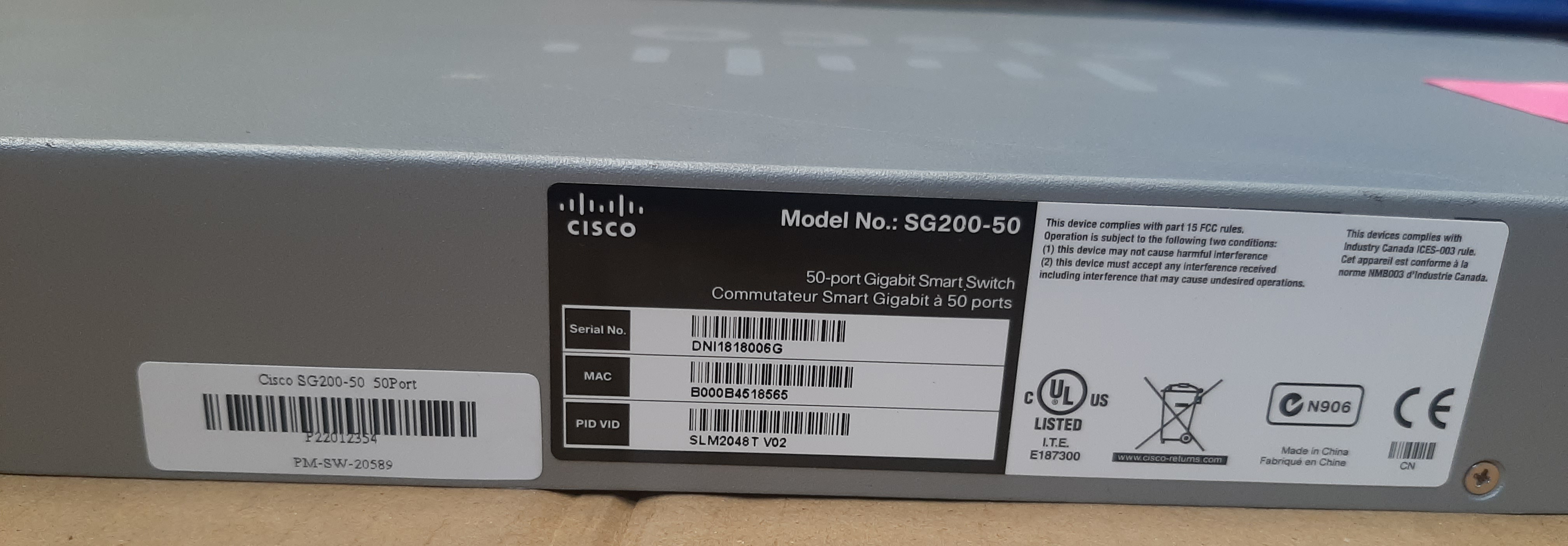 สวิตช์มือสอง ยี่ห้อ Cisco รุ่น SG200-50 50Port สภาพดี ประกันร้าน 1 เดือน