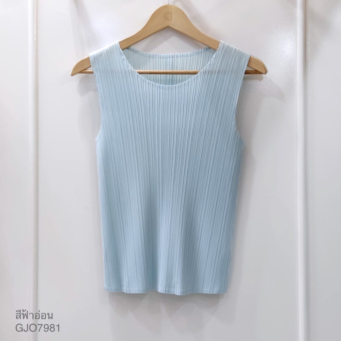 2MUAY BASIC รุ่น GJO7981 เสื้ออัดพลีทงานคุณภาพ BASIC ROUND NECK PLEATED TOP 20สี FREE SIZE